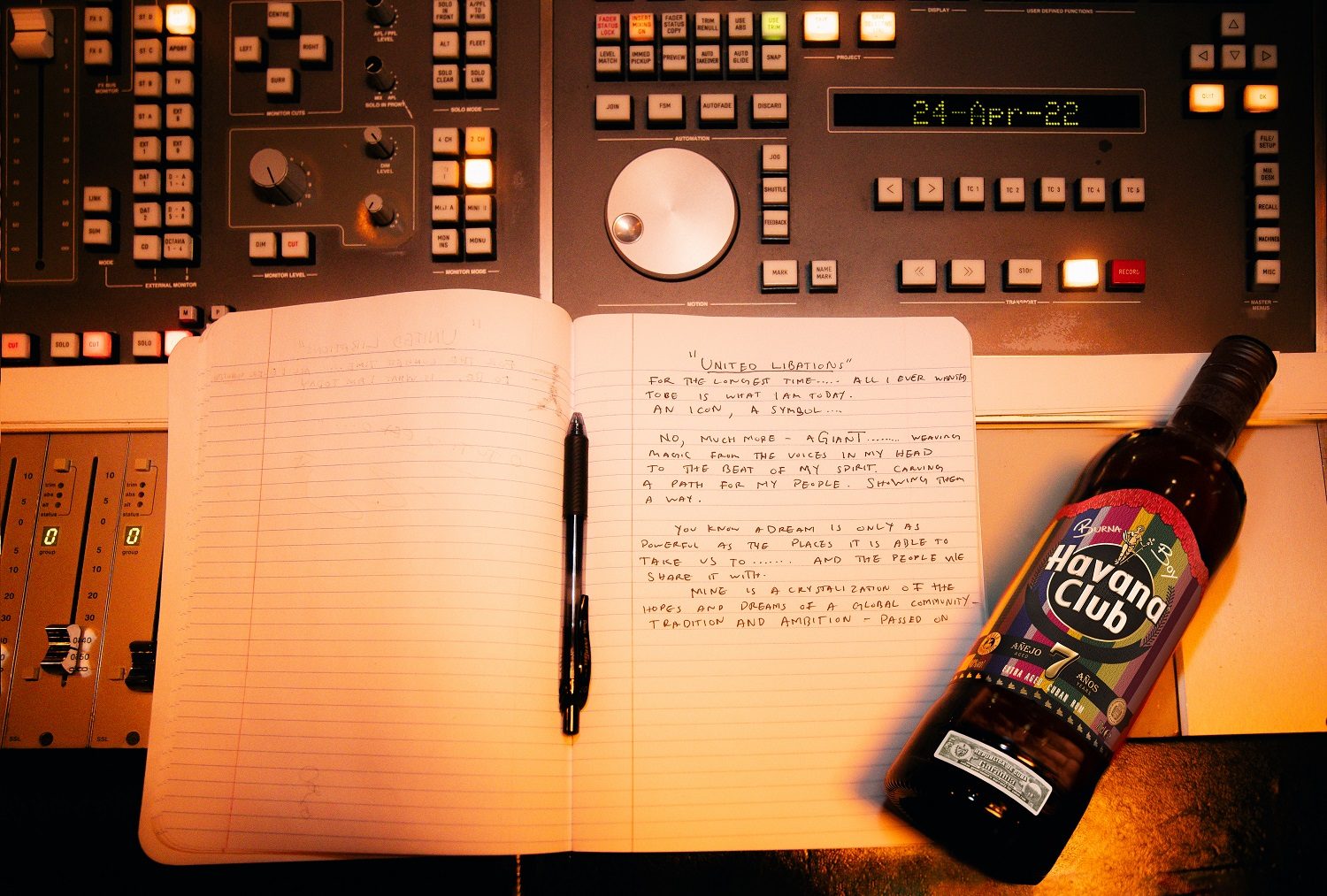 Havana Club x Burna Boy Limited edition bottle and notebook